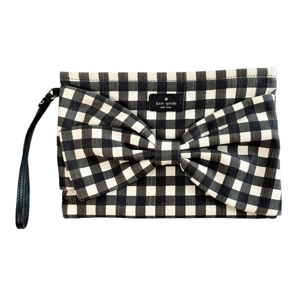 Kate Spade Black & White Gingham On Purpose Wristlet